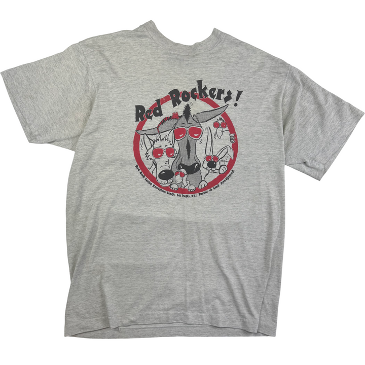 Vintage Red Rockers Screen Stars Graphic T-Shirt Grey