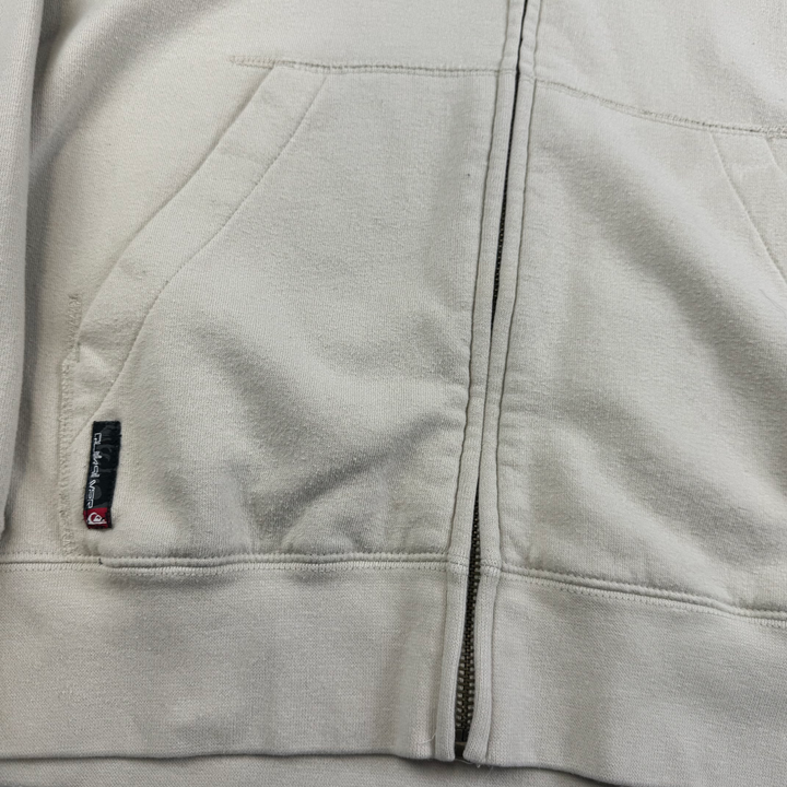 Quiksilver 00's Full-Zip Hooded Graphic Sweatshirt Beige