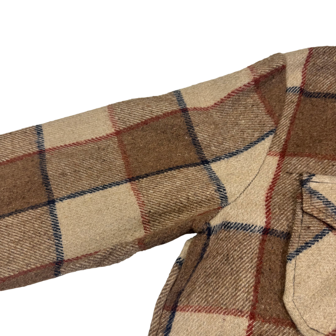 Pacific Woolens 90's Plaid Long Sleeve Flannel Shirt Jacket Brown