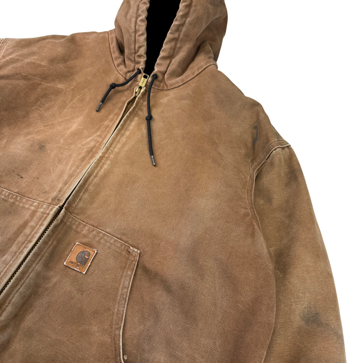 Carhartt J130 BRN Hooded Full-Zip Active Workwear Jacket Brown