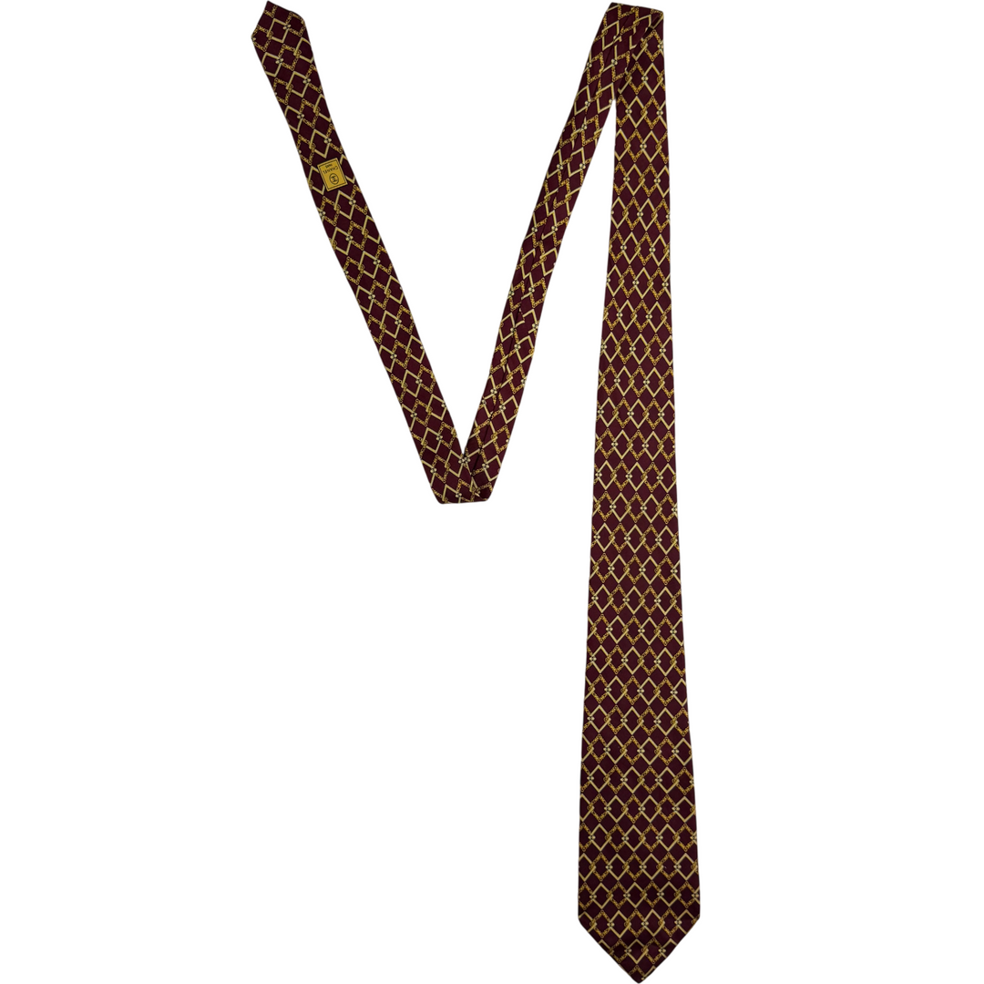 Chanel Silk Chain Pattern Tie Burgundy