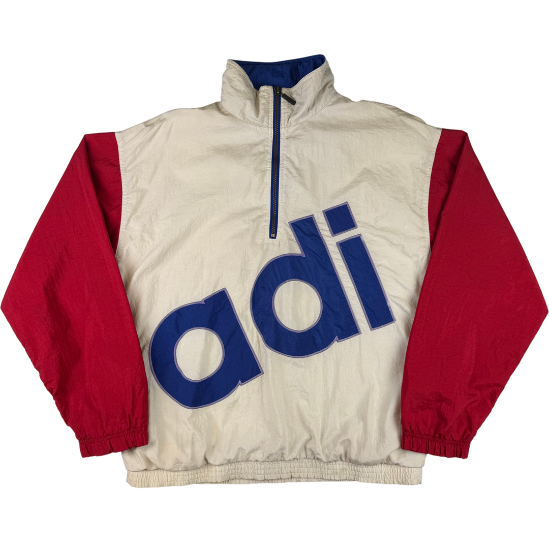 Adidas 90's Quarter-Zip Logo Pullover Track Jacket Red Blue