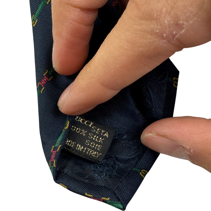 Gucci Striped Pattern Silk Tie Navy