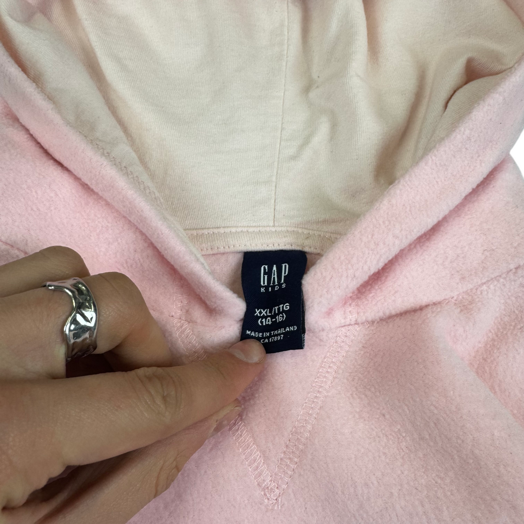 Gap Fleece Pullover Embroidered Hoodie Pink