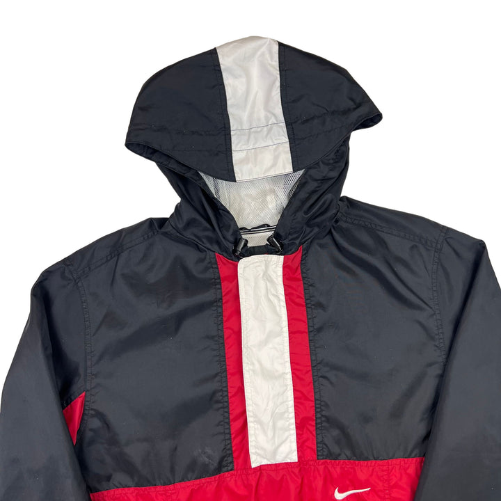 Vintage Nike 90's Colourblock Hooded Pullover Jacket Red Black