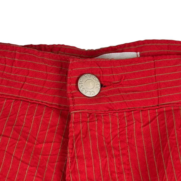 Versace Classic Striped Trousers Red