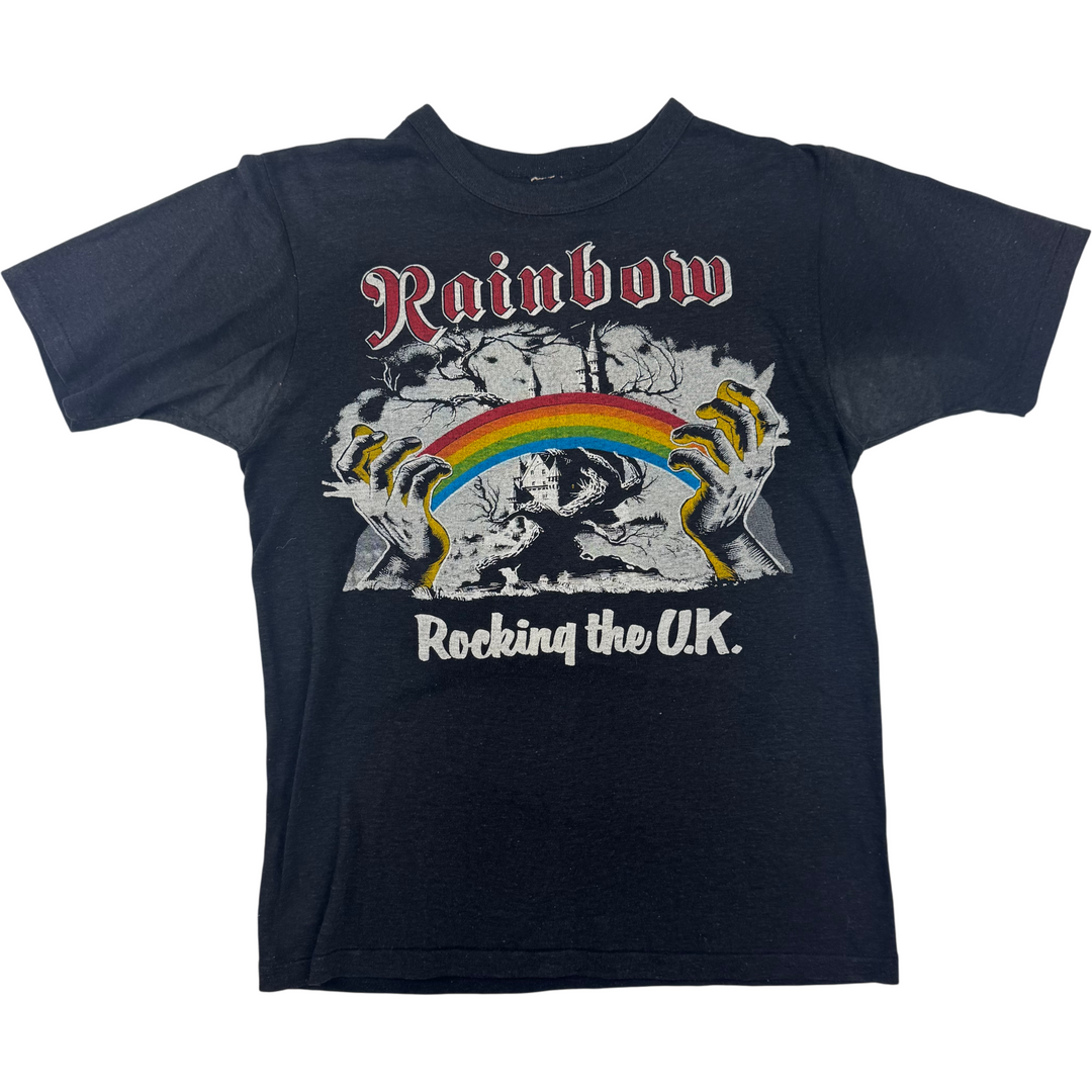 Vintage 80's Rainbow Difficult to Cure Tour Band T-Shirt Black