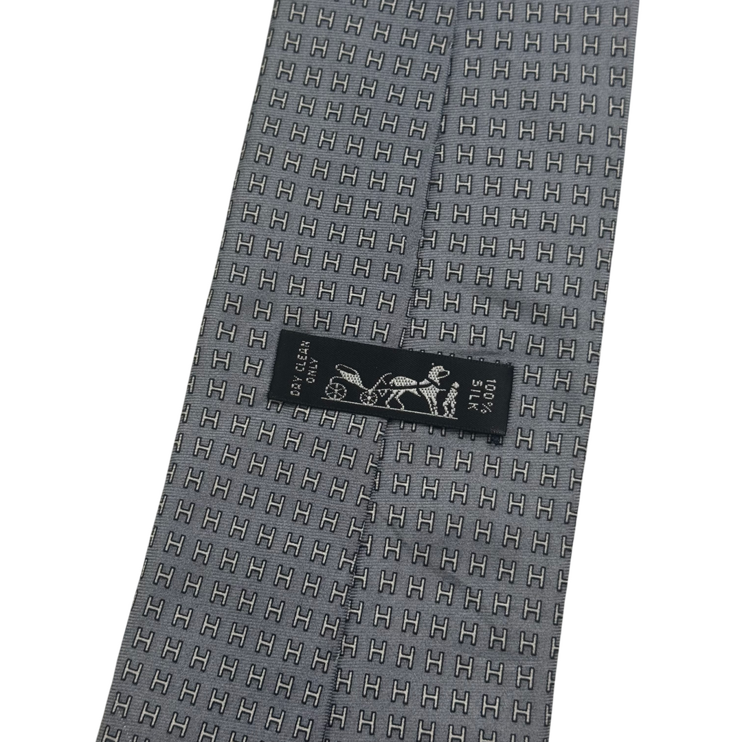Hermes Pattern Silk Tie Grey