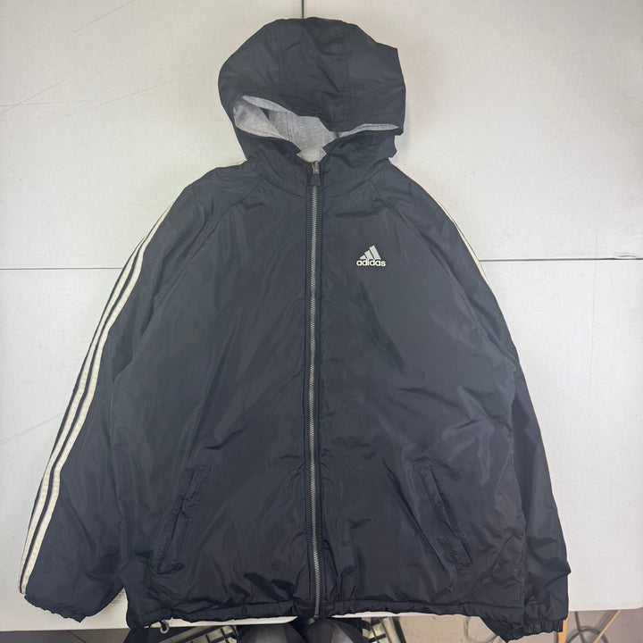 Adidas 90's Reversible Full-Zip Hooded Jacket Grey Black