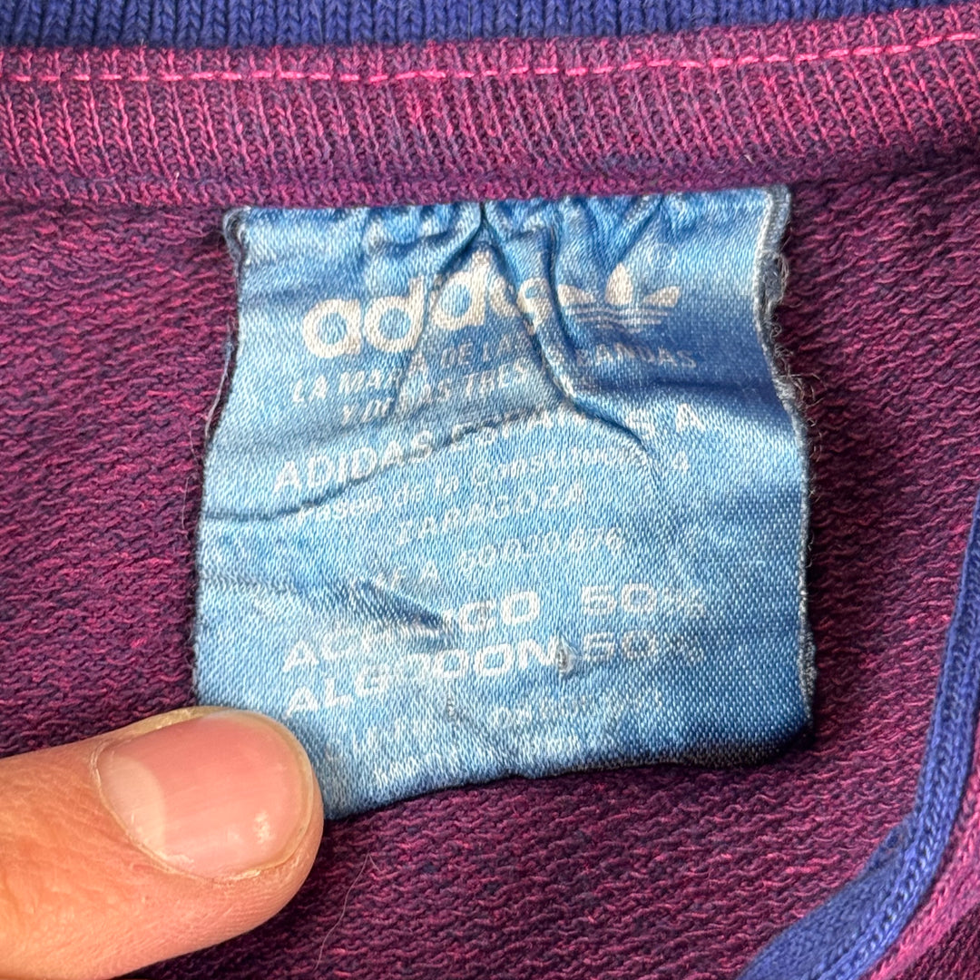 Vintage Adidas 80's Button-Up Collared Sweatshirt Purple