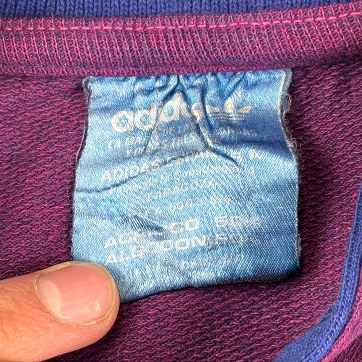 Vintage Adidas 80's Button-Up Collared Sweatshirt Purple