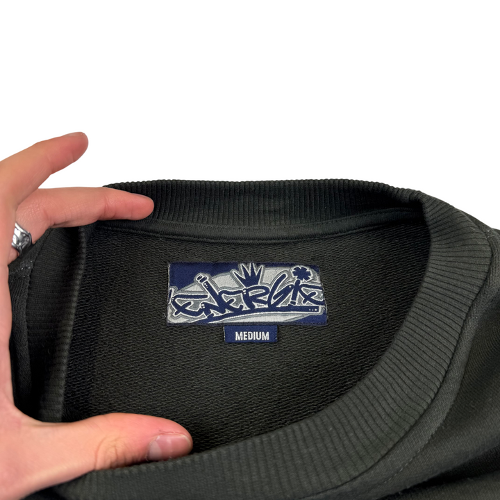 Vintage 00's Energie Graphic Crewneck Sweatshirt Black Grey