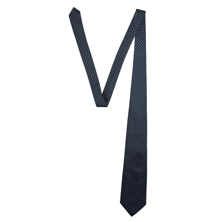 Christian Dior Checked Silk Tie Blue