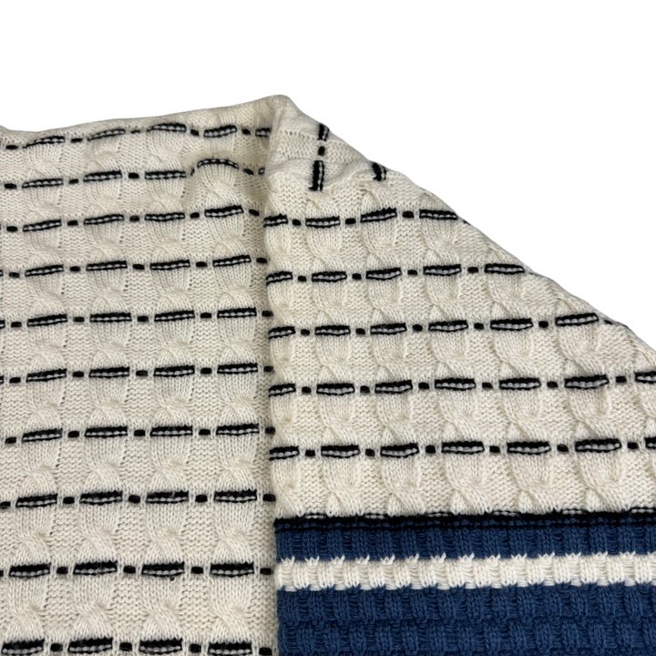 Kervan Chunky Striped Knit Sweater Blue White