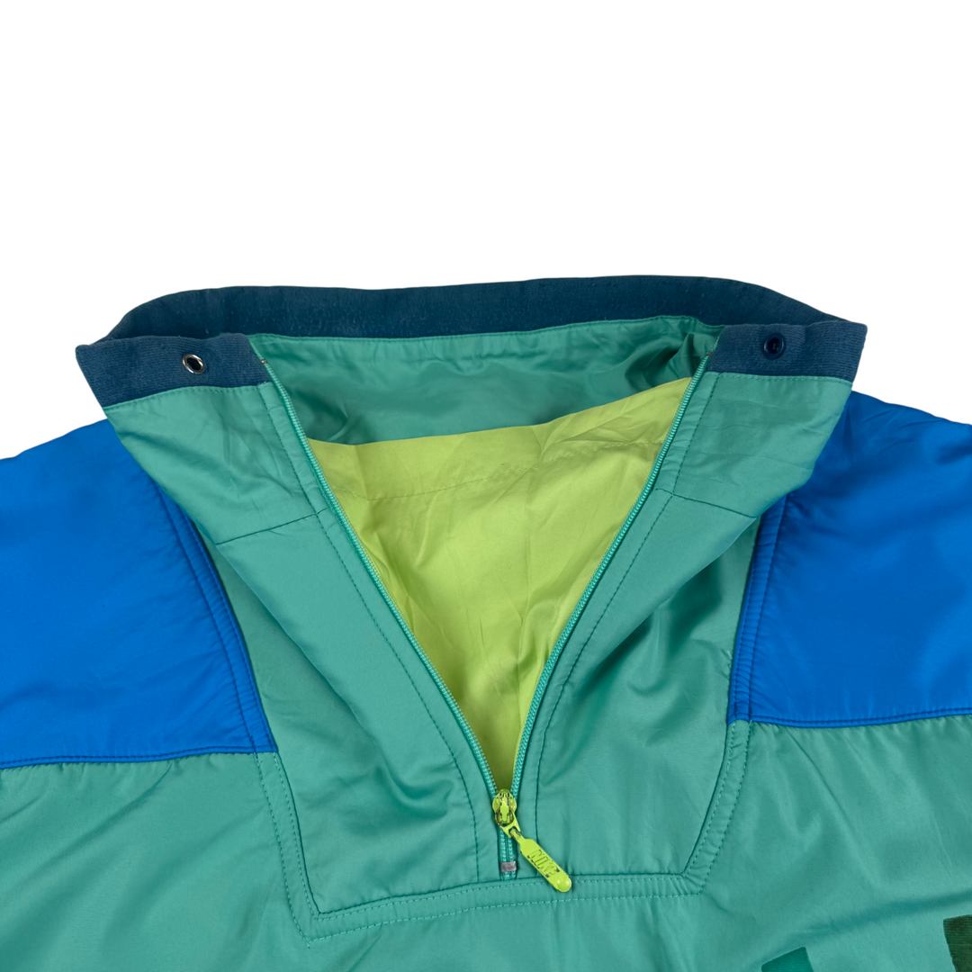 Vintage Nike 90's Volleyball Champion Half-Zip Pullover Jacket Green Blue Rare