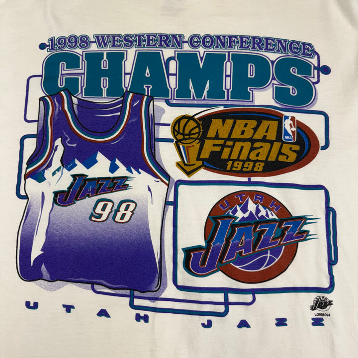 Vintage Utah Jazz 1998 NBA Finals Champs Graphic T-shirt White
