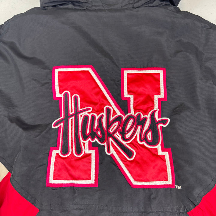 Vintage Starter 90s Nebraska Huskers NCAA Patriots Custom Pullover Pro Sport Jacket Black Red