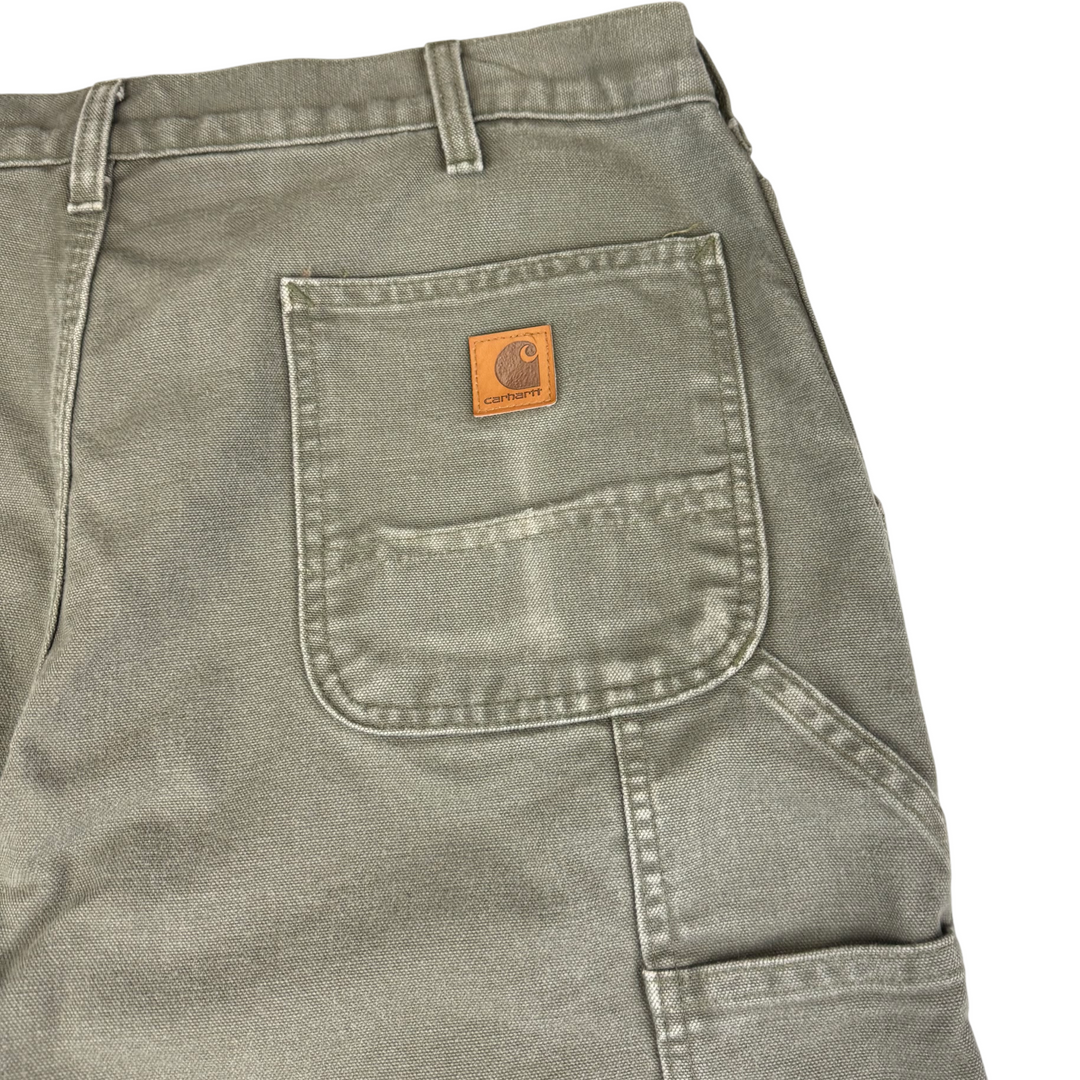 Carhartt Flannel Lined Carpenter Workwear Original Fit Trousers Green