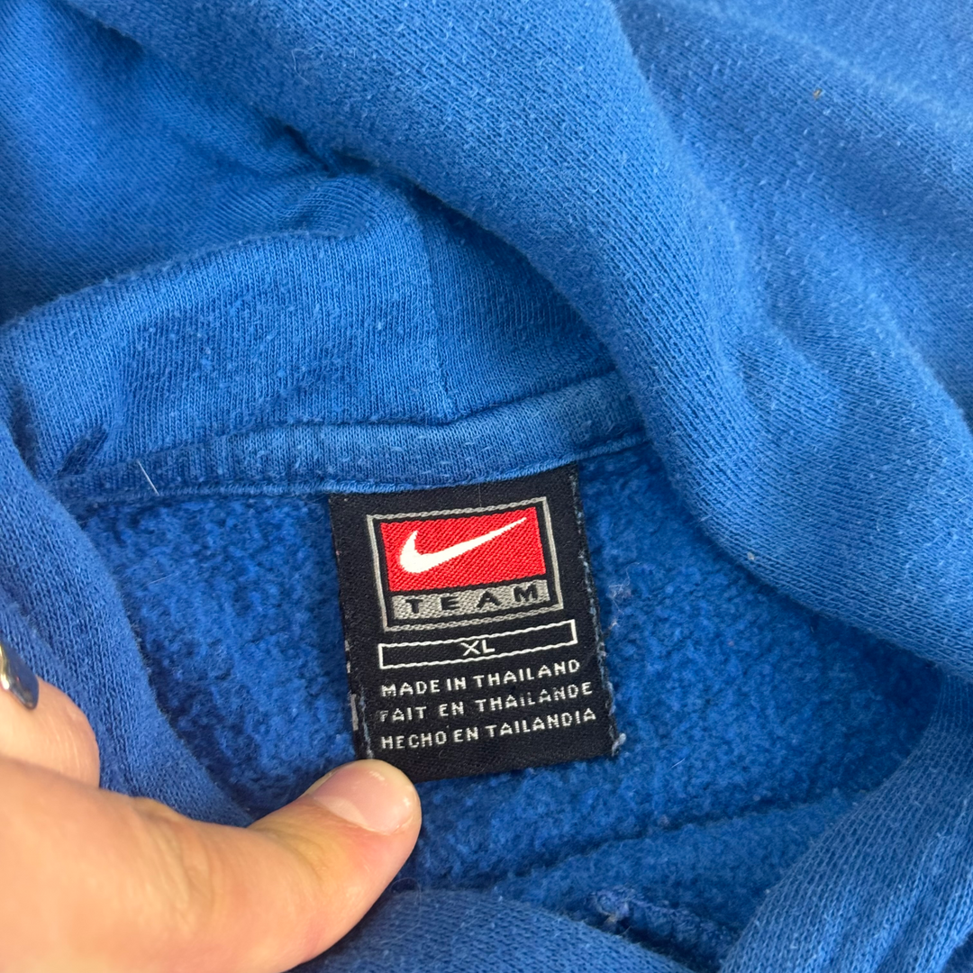 Vintage 90's Nike Duke Embroidered Pullover Hoodie Blue