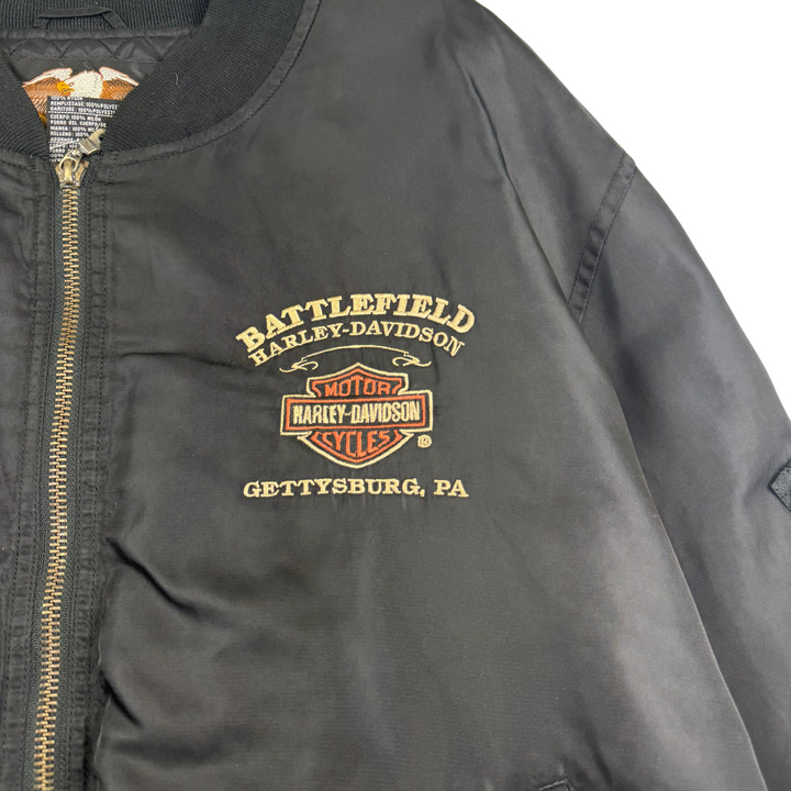 Harley Davidson Full-Zip Bomber Embroidered Jacket Black