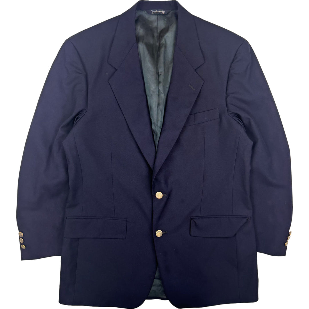 Burberry's 80's Pure Wool Single Breasted Blazer Navy