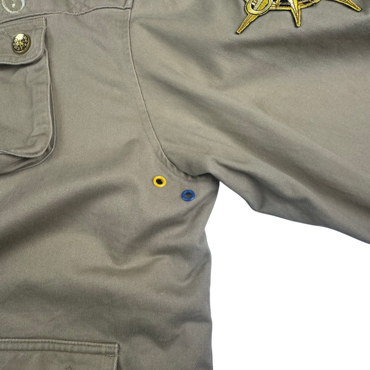 Vintage Coogi Military Style Embroidered Jacket Beige