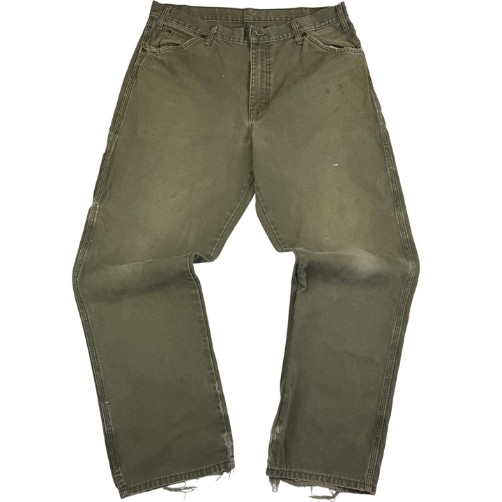 Dickies Carpenter Workwear Trousers Green Distressed