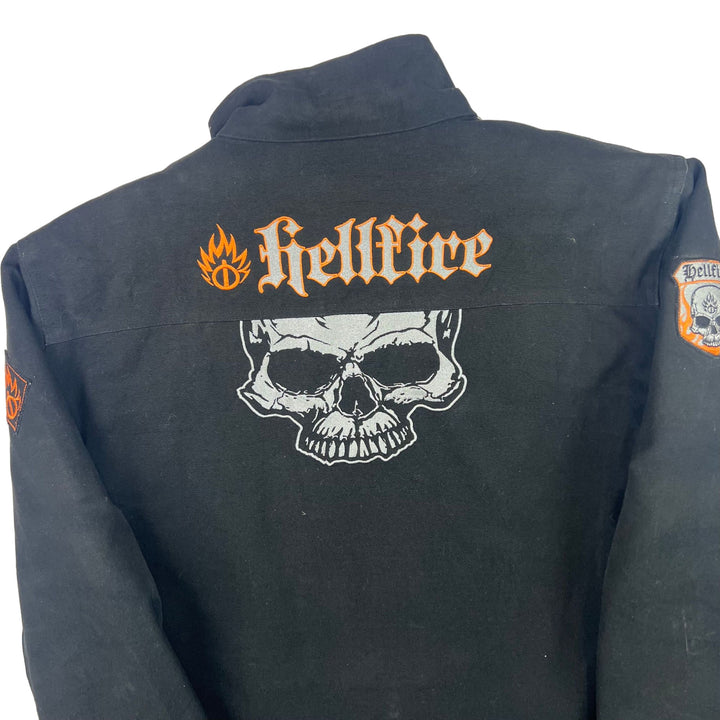 Hellfire Motorcycle Denim Bomber Jacket Black