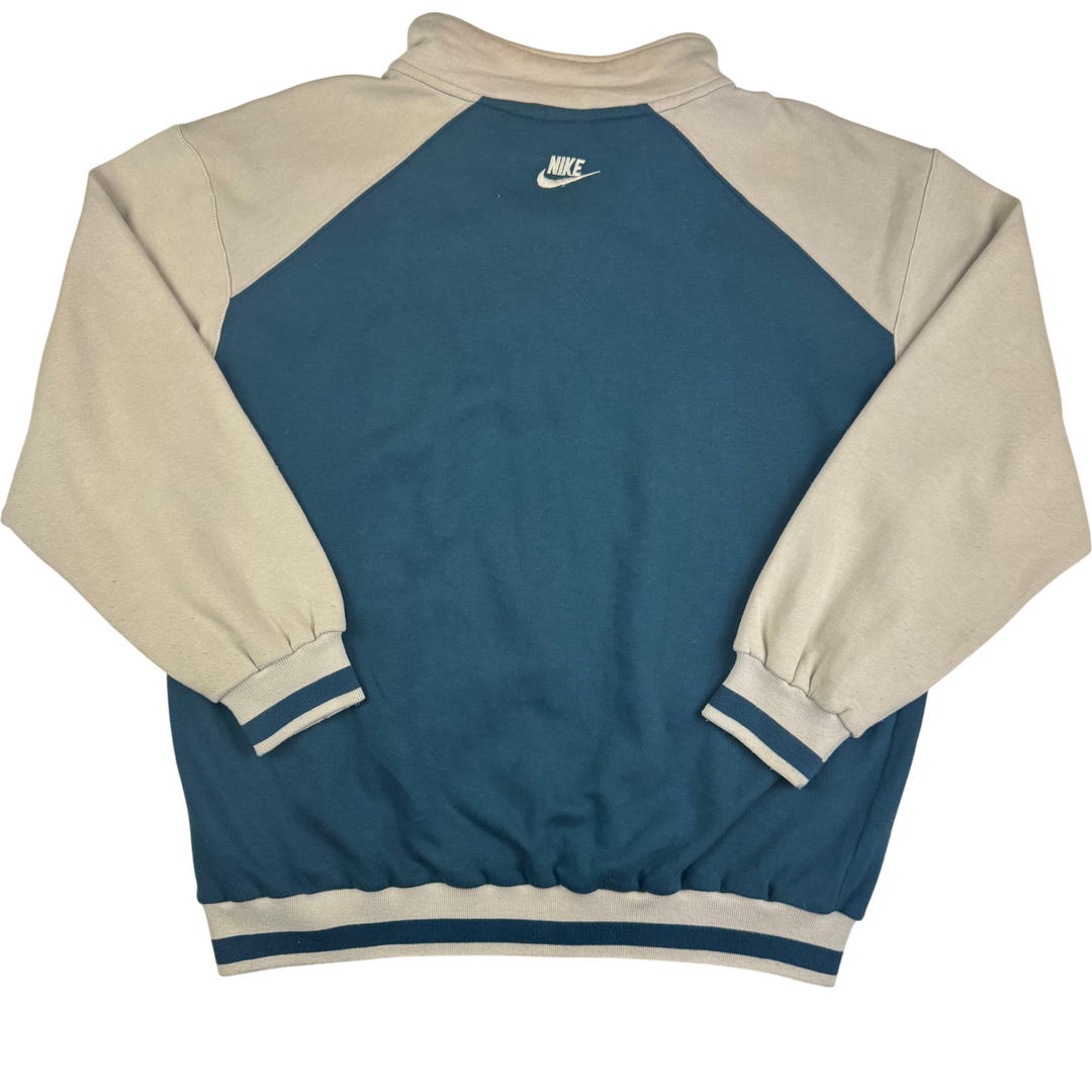 Vintage Nike Blue Ribbon Sports Quarter-Zip Sweatshirt Teal Blue Beige
