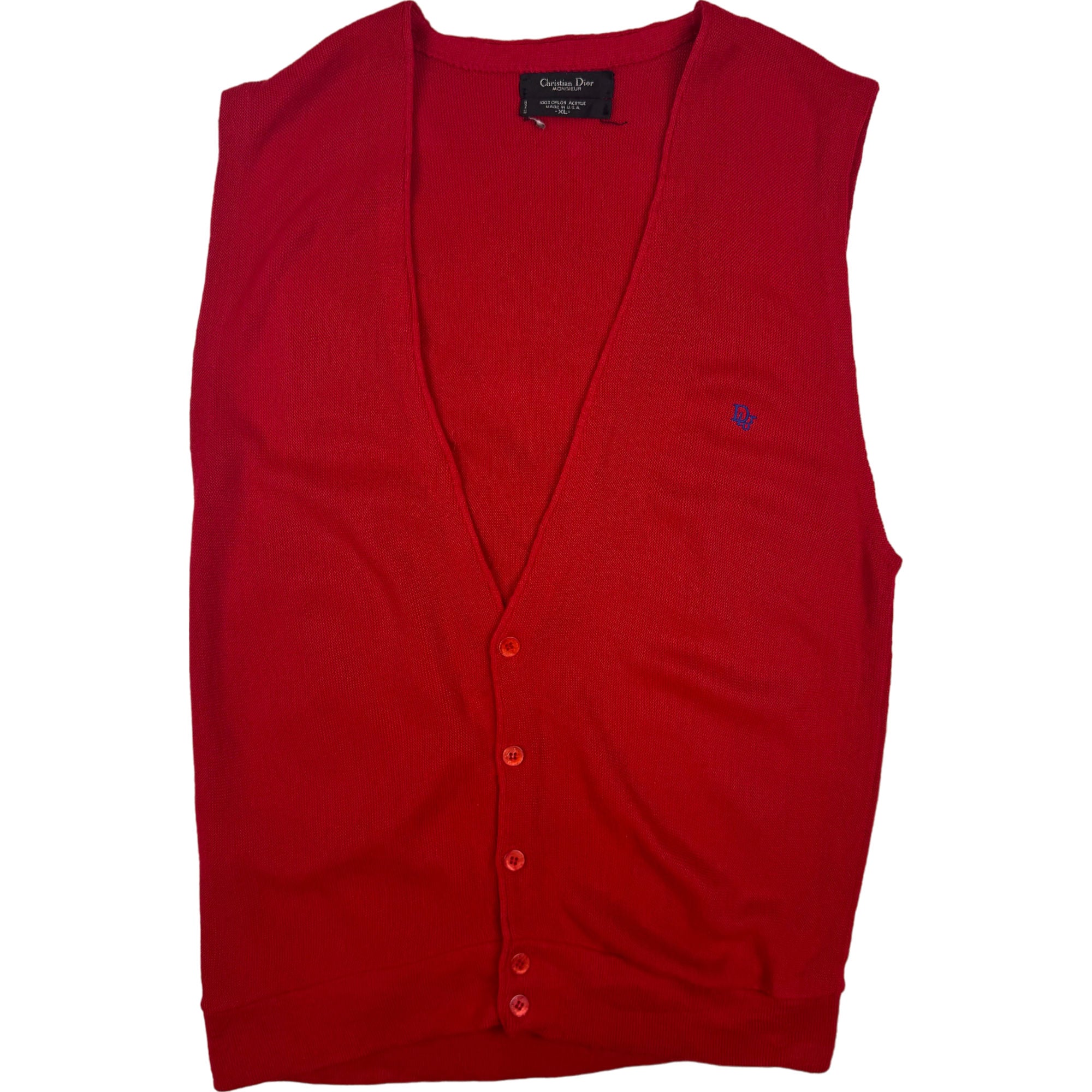 Christian Dior Monsieur 80 s Sleeveless Cardigan Vest Red