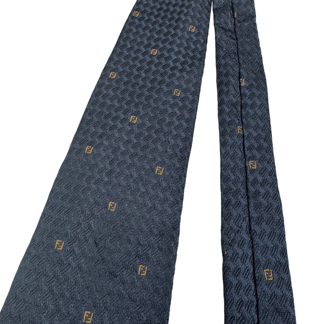Fendi Geometric Silk Tie Navy