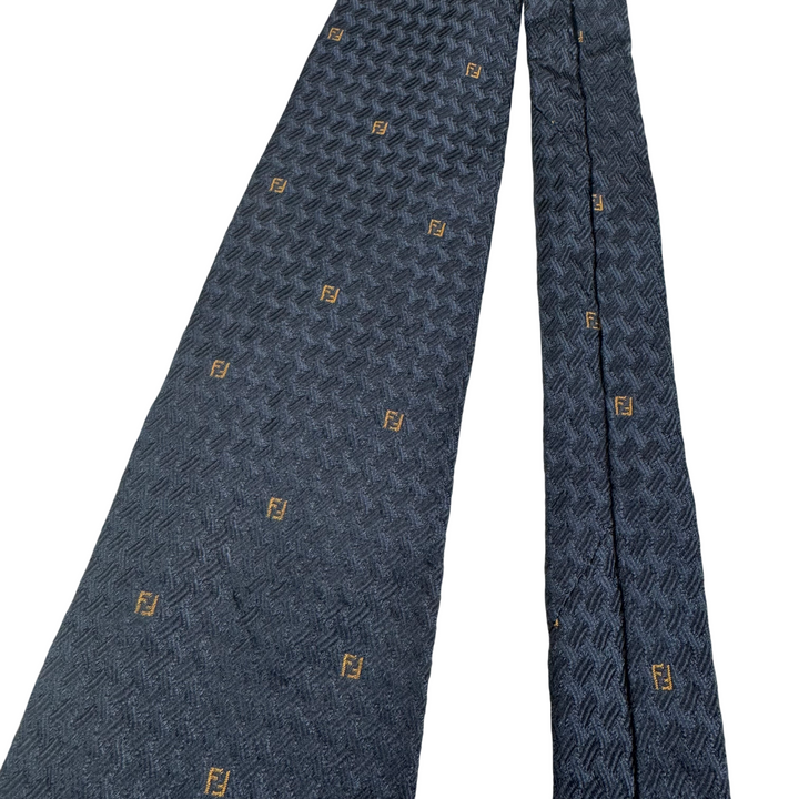 Fendi Geometric Silk Tie Navy