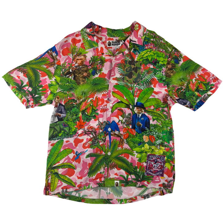 BAPE x Monkey 47 Open Short Sleeve Shirt Pink Green