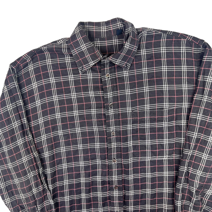 Vintage Burberry London Nova Check Long Sleeve Shirt Grey Red