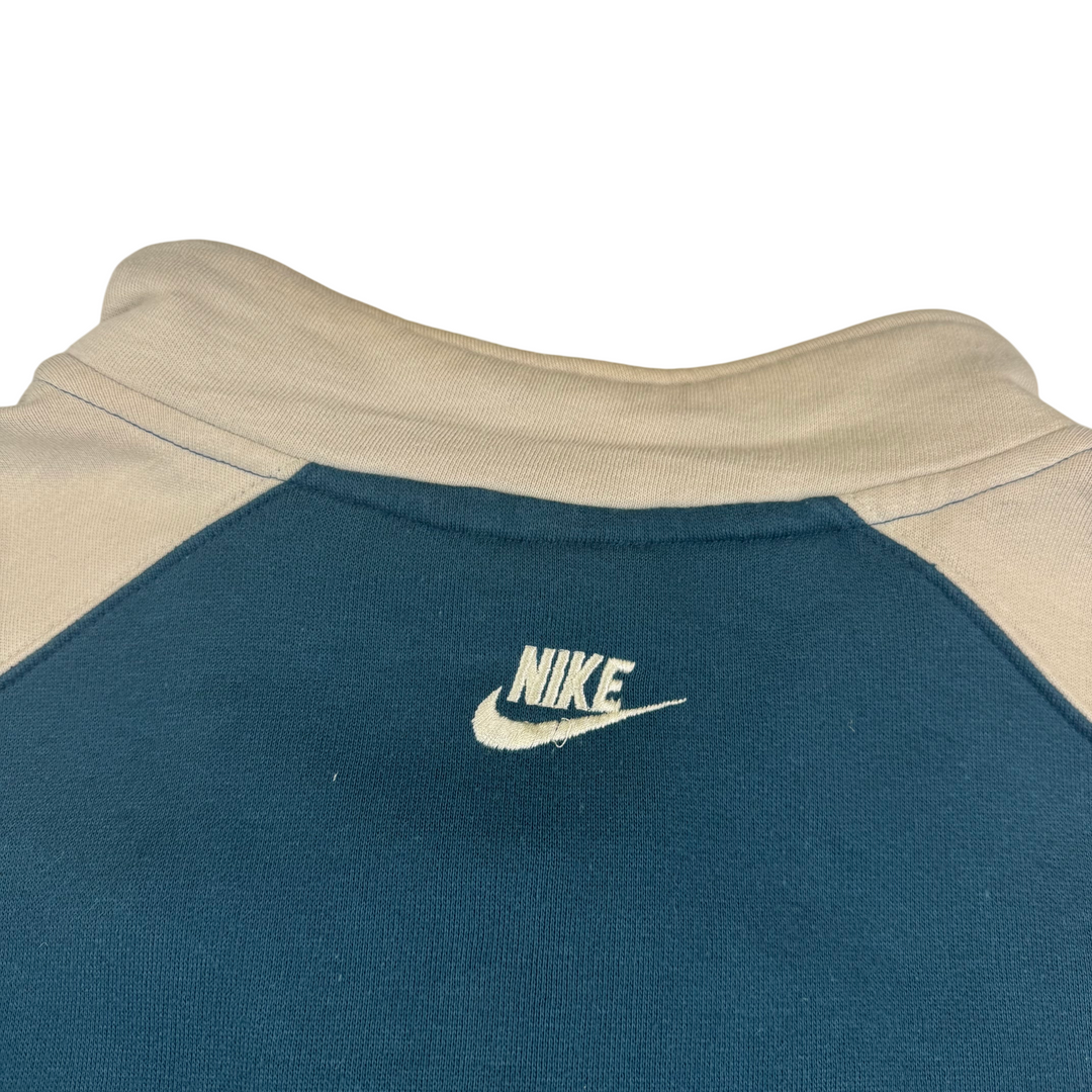 Vintage Nike Blue Ribbon Sports Quarter-Zip Sweatshirt Teal Blue Beige