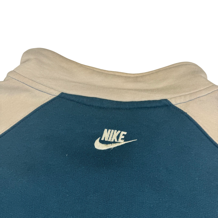 Vintage Nike Blue Ribbon Sports Quarter-Zip Sweatshirt Teal Blue Beige