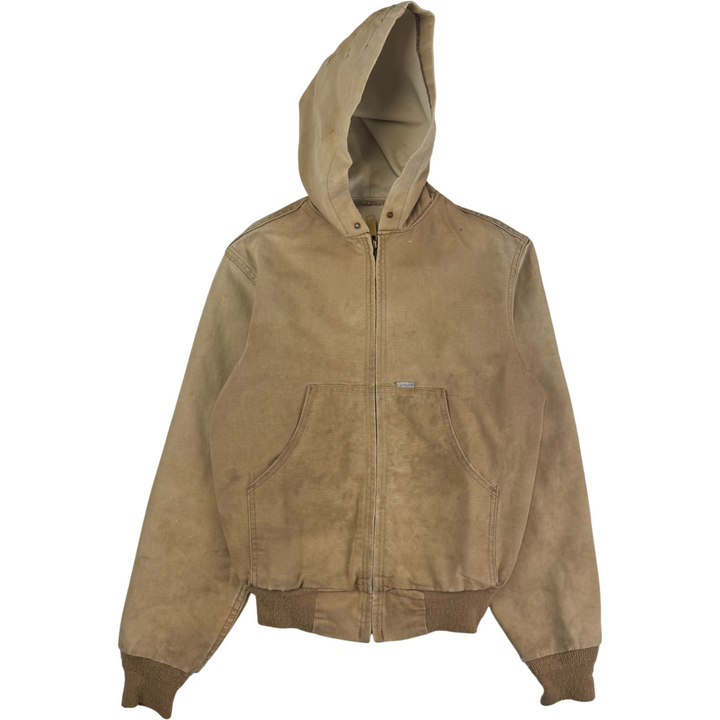 Vintage 80's Carhartt Active Hooded Workwear Jacket Beige