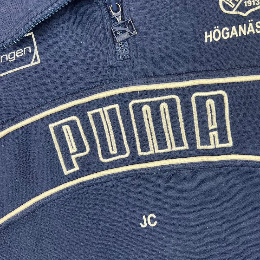 Vintage 90's Puma Kullavagens Bk Sweden Quarter-Zip Sweatshirt Blue Rare