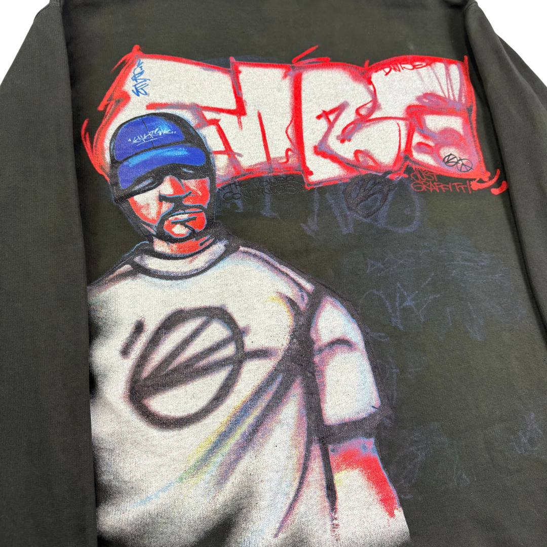 Vintage 00's Energie Graphic Crewneck Sweatshirt Black Grey