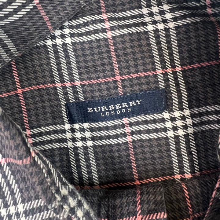 Vintage Burberry London Nova Check Long Sleeve Shirt Grey Red
