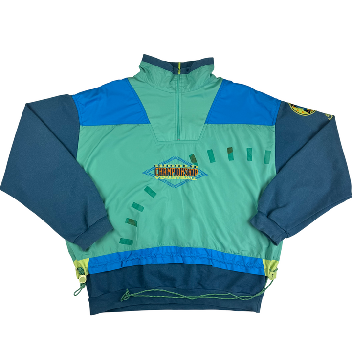 Vintage Nike 90's Volleyball Champion Half-Zip Pullover Jacket Green Blue Rare