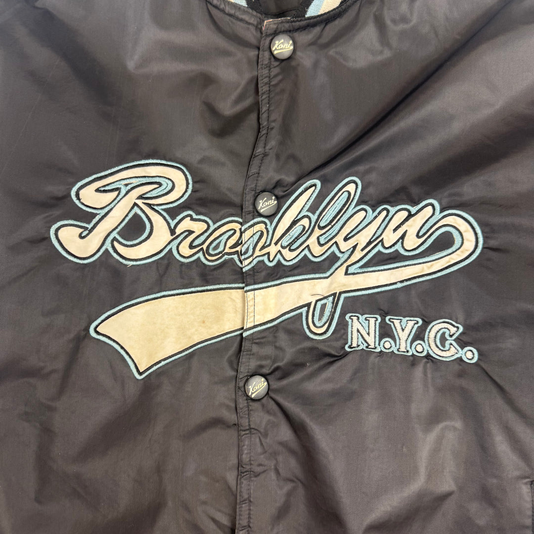 Vintage Kani Sport 90's Brooklyn NYC Varsity Jacket Black