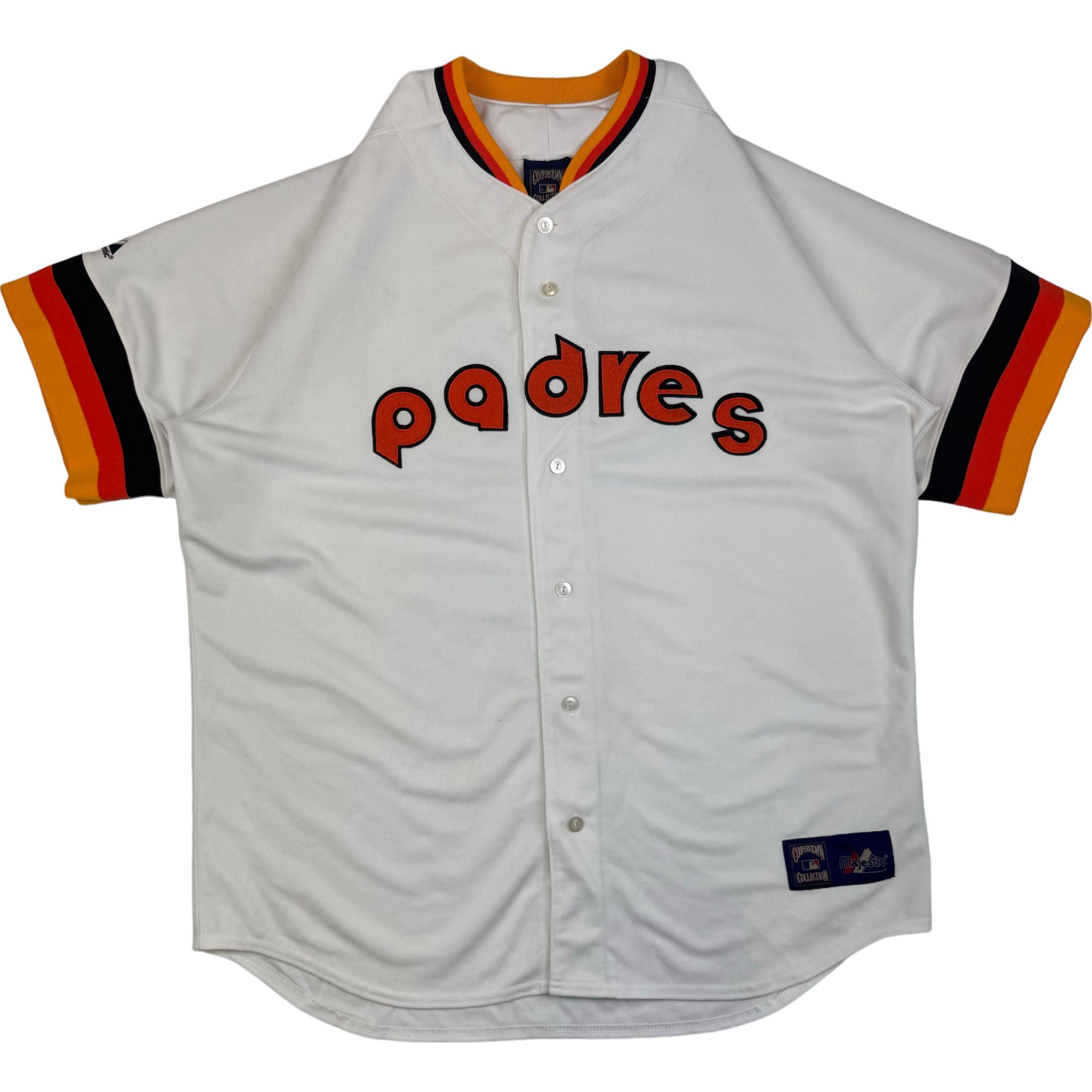 Vintage San Diego Padres 1984 Majestic Cooperstown Collection Baseball Jersey White Orange Rare Bring It Back