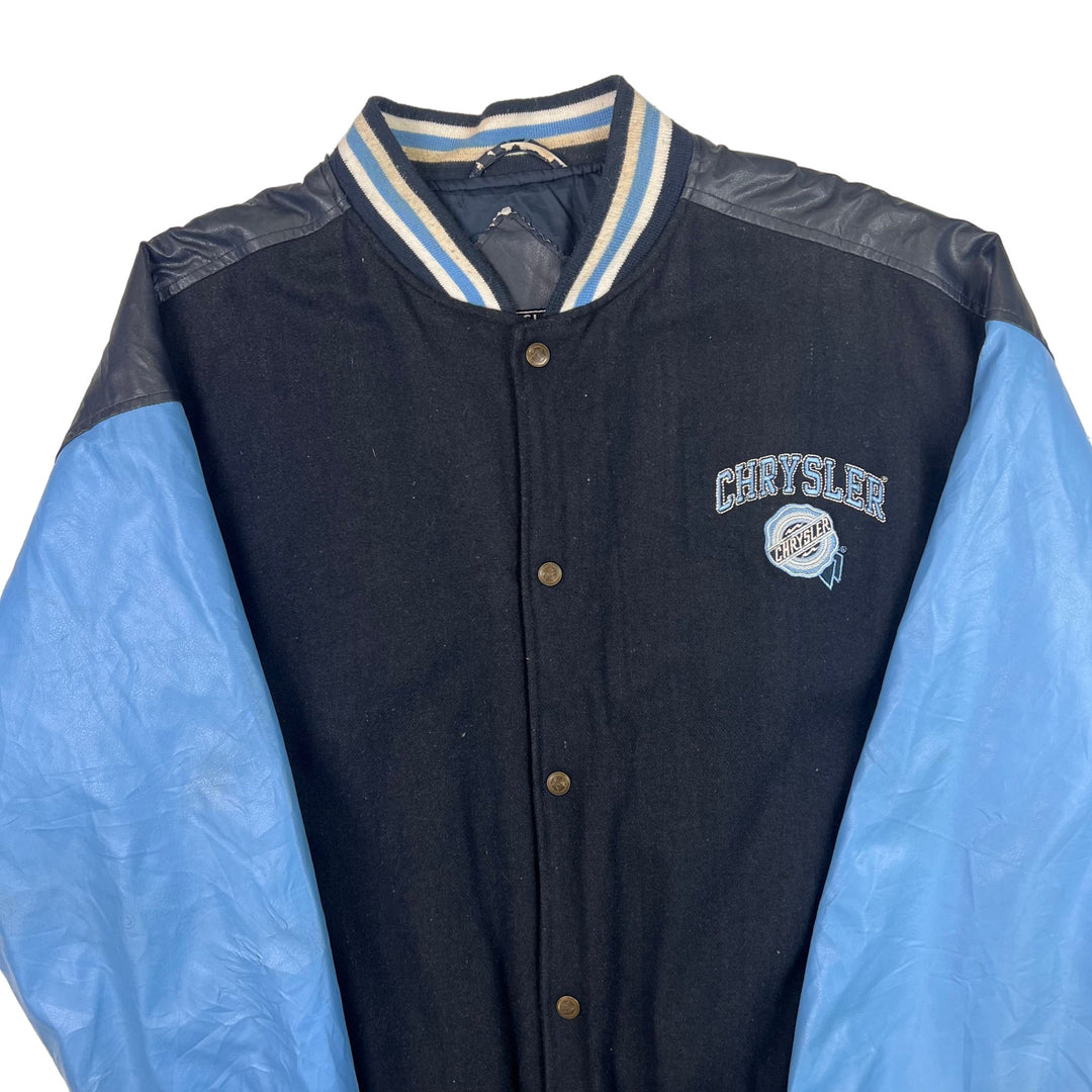 Vintage 90s Chrysler Racing Varsity Jacket Blue Black