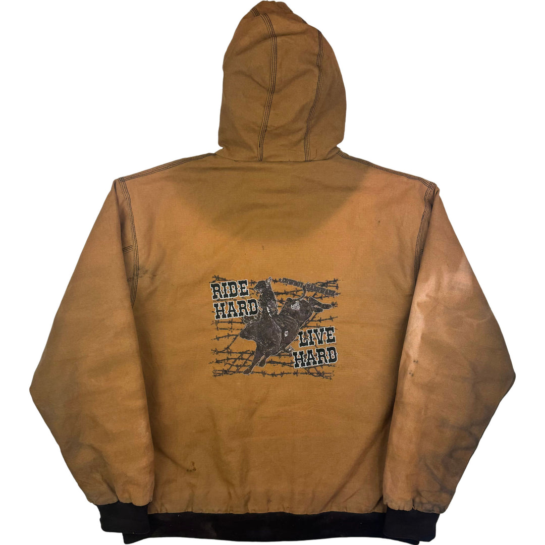 Cowboy Hardware 'Ride Hard Live Hard' Distressed Workwear Active Jacket Brown