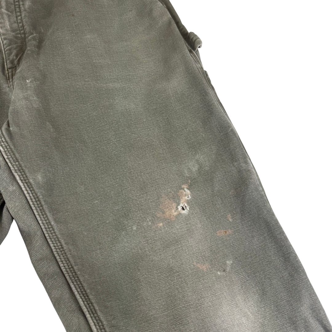 Carhartt Flannel Lined Carpenter Workwear Trousers Green