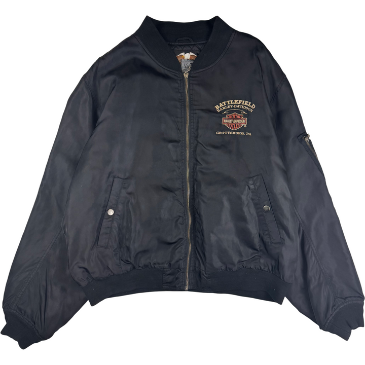 Harley Davidson Full-Zip Bomber Embroidered Jacket Black