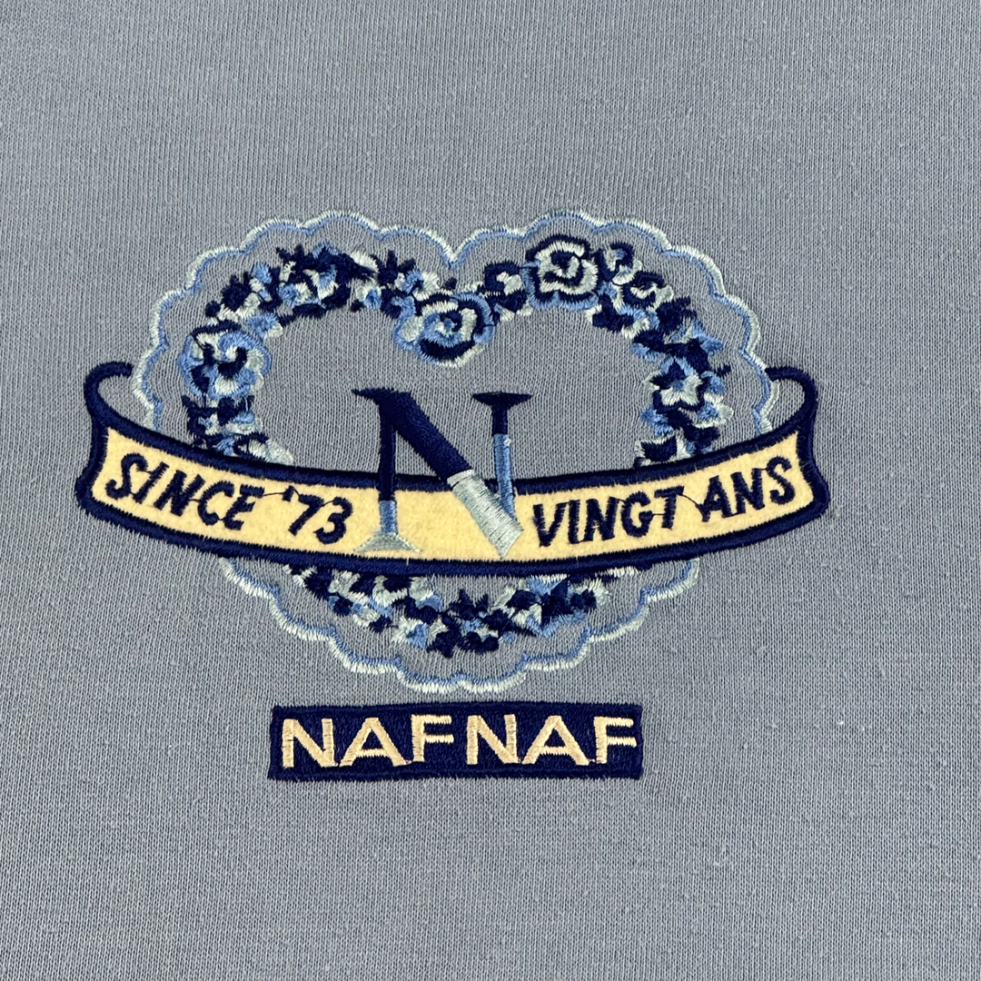 Naf Naf 90's Embroidered Graphic Sweatshirt Baby Blue