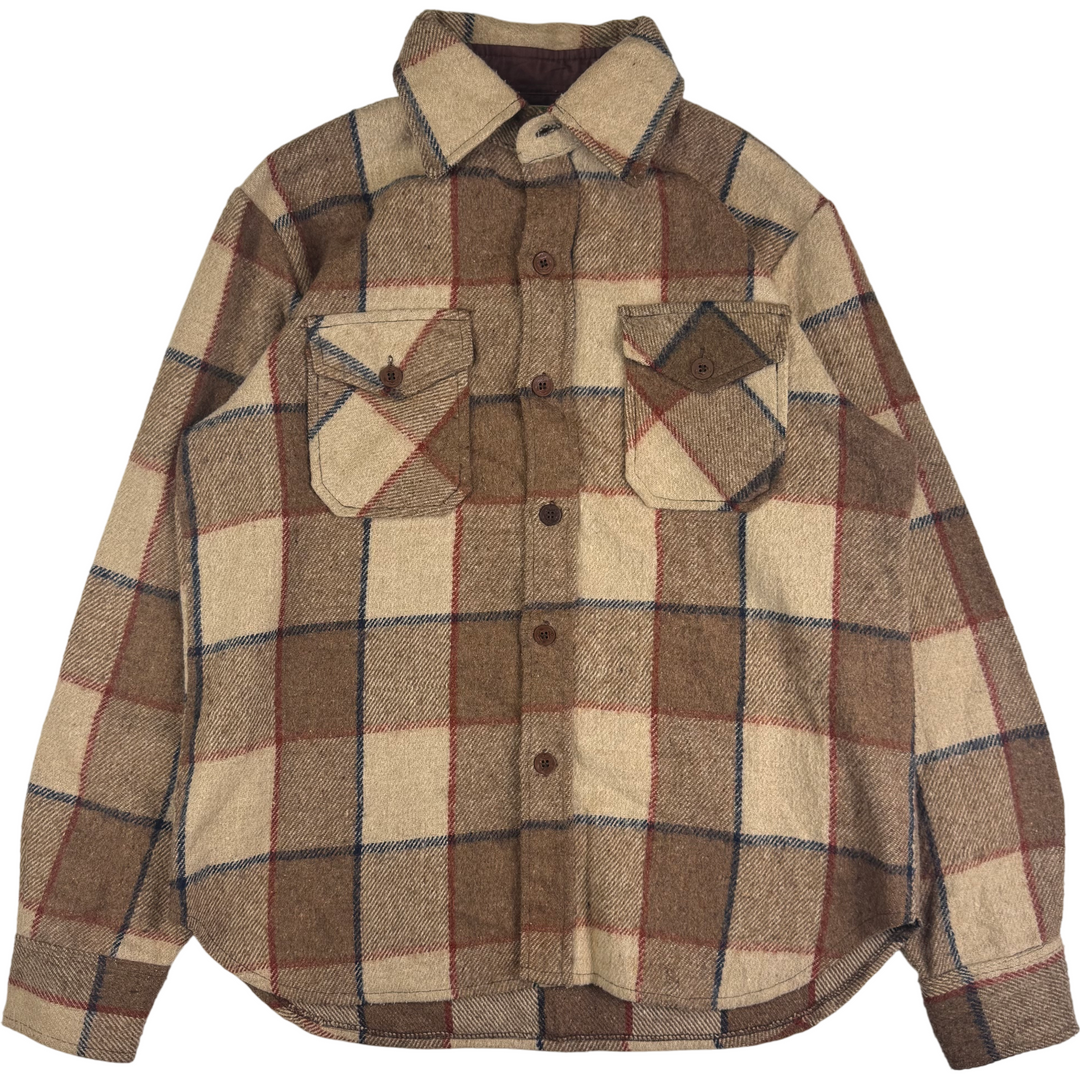Pacific Woolens 90's Plaid Long Sleeve Flannel Shirt Jacket Brown