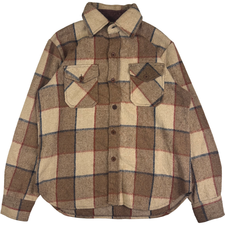 Pacific Woolens 90's Plaid Long Sleeve Flannel Shirt Jacket Brown
